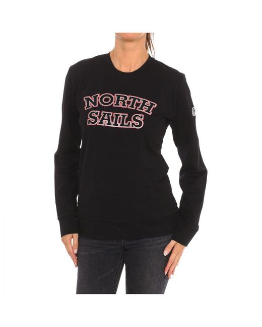 North Sails Black Womenss Long-Sleeved Crew-Neck Sweatshirt 9024210