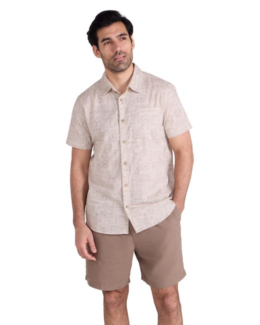Mountain Warehouse Natural 'Preston Illustration' Shirt Breathable Summer Holiday Top Cotton for men