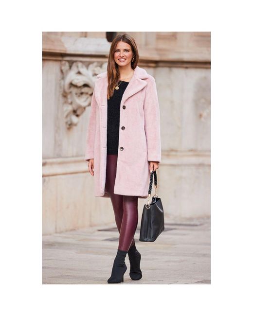 Sosandar Pink Soft Super Cosy Faux Fur Coat