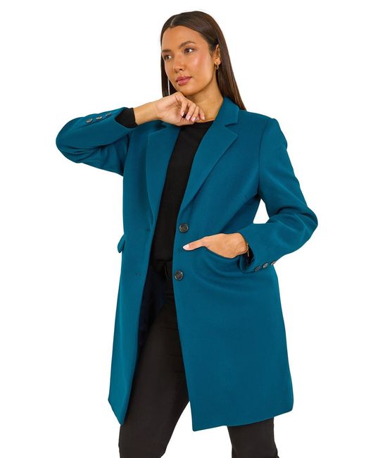 Roman Blue Tailored Single Breasted Coat