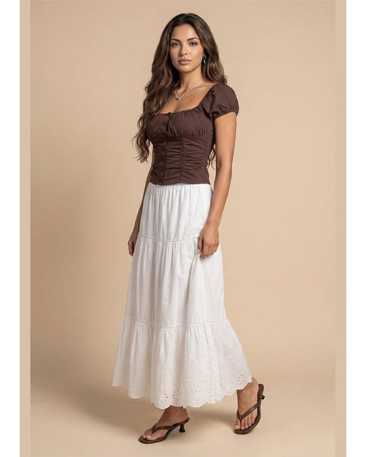Urban Bliss Natural Broderie Trim Maxi Skirt