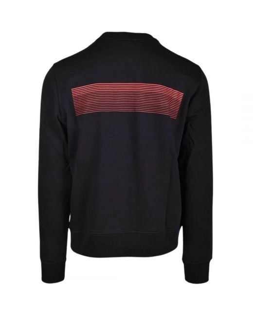 DIESEL Black Striped Logo Sweatshirt Cotton for men