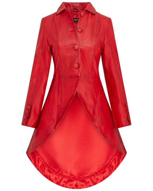 Infinity Leather Red Gothic Full Length Victorian Coat
