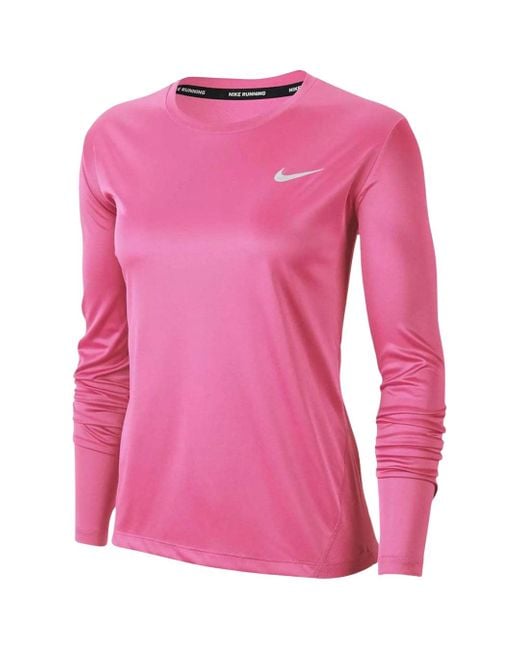 Pink Nike Long Sleeve Running Shirt Womens Pink Long Sleeve Nike