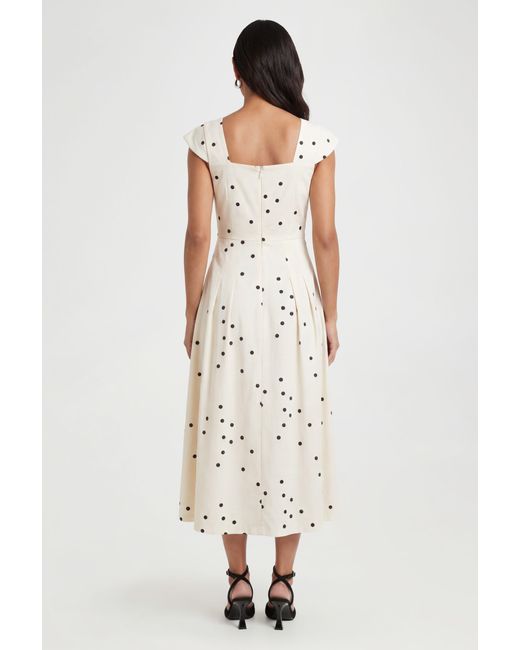 Wallis Natural Polka Dot Ottoman Twill Midi Dress