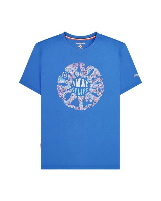 Lambretta Blue Ss24 Paisley Roundel T-Shirt (Dark) Cotton for men
