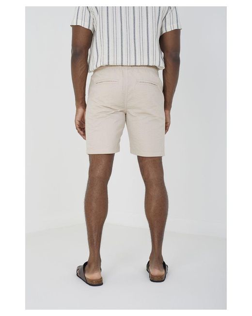 Brave Soul White 'Rafferty' Cotton Seersucker Shorts for men