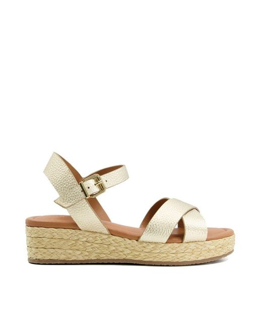 Dune Metallic Ladies Linnie Woven Flatform Sandals