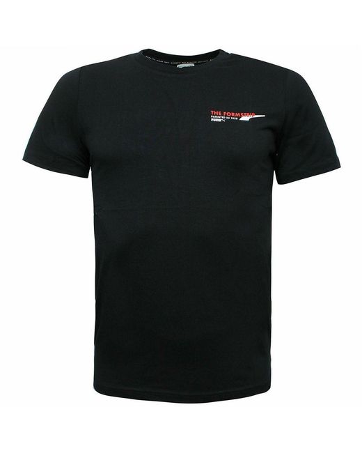 PUMA Black Graphic Logo Short Sleeve Crew Neck T-Shirt 597335 01 Cotton for men