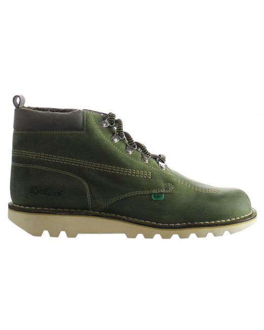 Kickers Hi Winterised Green Boots Leather for men