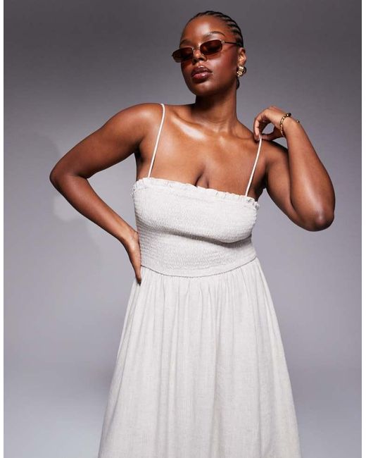 ASOS Purple Design Isabel Linen Blend Shirred Bandeau Beach Sundress