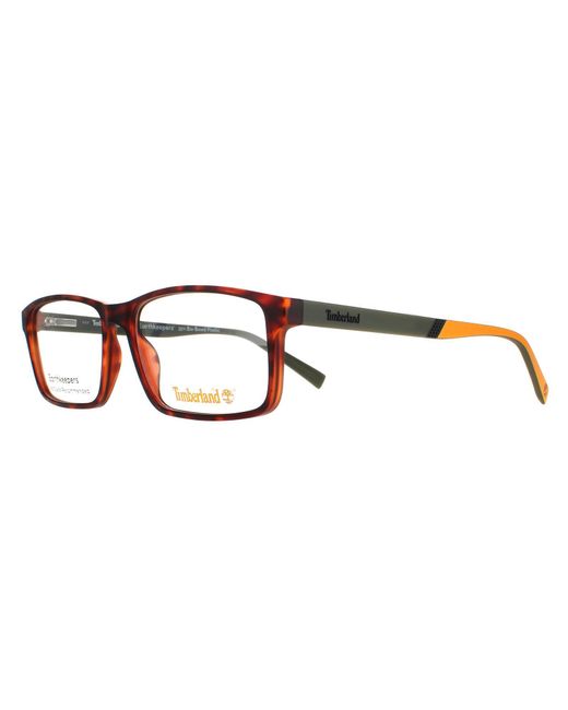 Timberland Brown Rectangle Dark Havana Glasses for men
