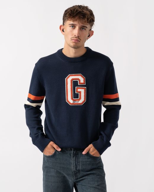 Gant Blue Graphic Badge Crew Neck Jumper for men