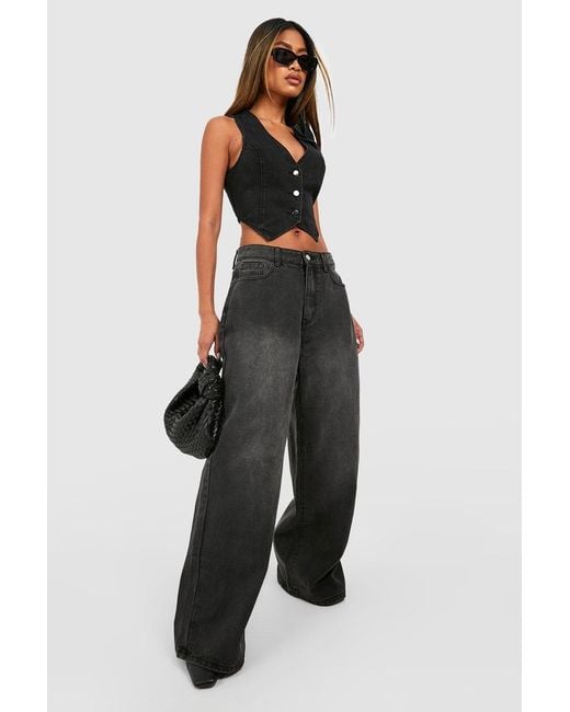 Boohoo Black High Waist Wide Leg Jeans