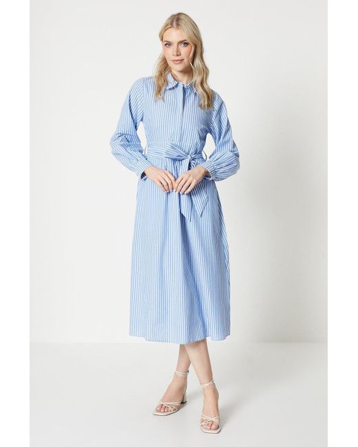 PRINCIPLES Blue Stripe Shirt Midi Dress