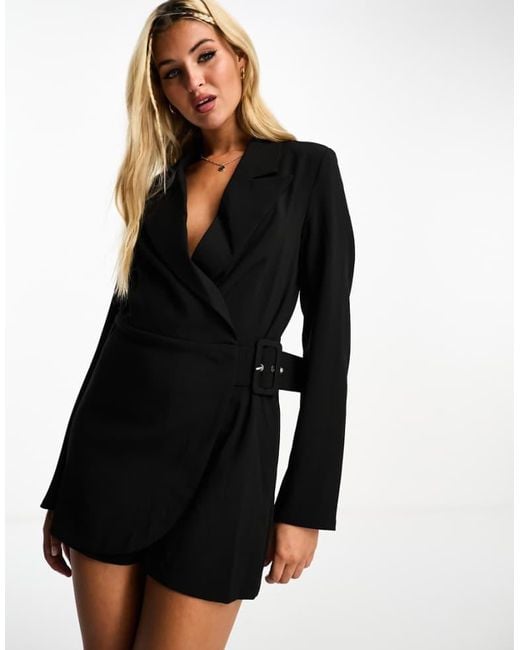 Pimkie Black Satin Blazer Playsuit
