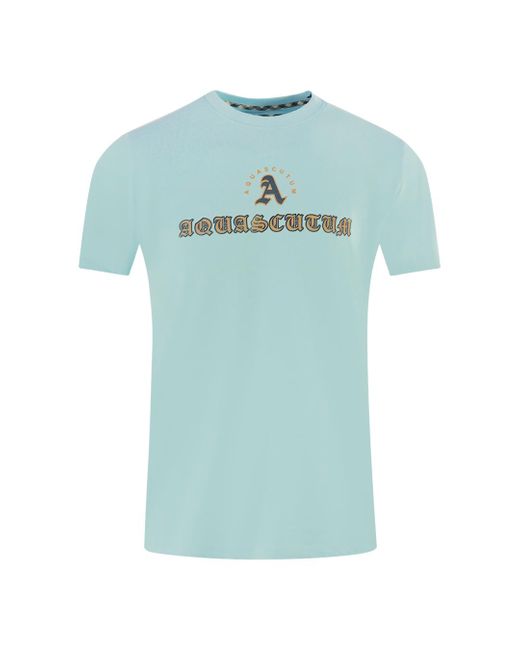 Aquascutum Blue Script Logo T-Shirt for men