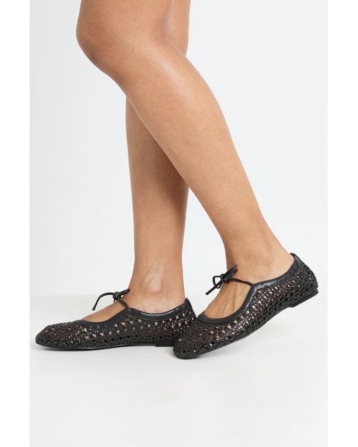 Boohoo Black Wide Fit Woven Mary Jane Ballerina