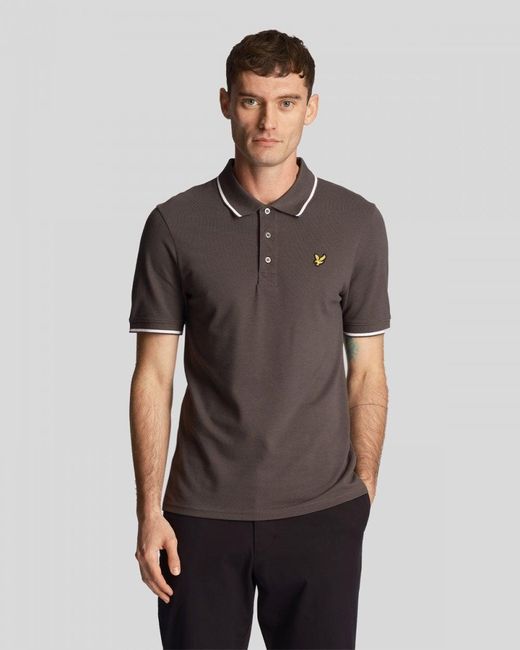 Lyle & Scott Gray Tipped Polo Shirt Sp1524Vog Colour: X168 Gun Metal / , Size: L for men