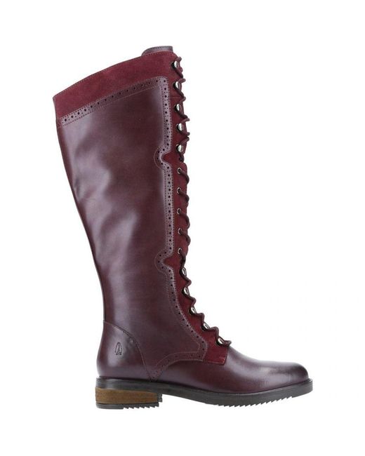 Hush Puppies Rudy Lace Up Long Leather Boot (bourgondië) in het Red