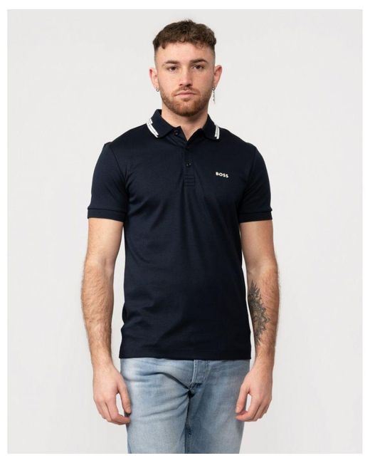 Boss Blue Boss Paule Slim-Fit Polo Shirt With Collar Graphics for men