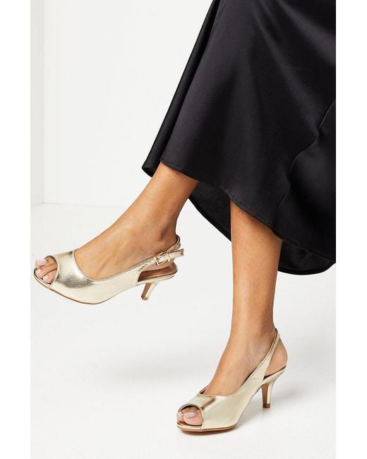 Good for the Sole Black Wide Fit Evelyn Peep Toe Sling Back Heeled Sandals