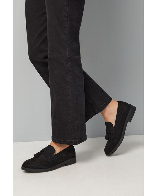 Good for the Sole Black Wide Fit Paula Faux Suede Tassel Loafers