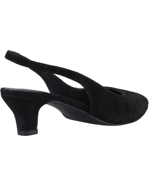 Hush Puppies Black Nahla Suede Heel Leather Round Slingback Shoes