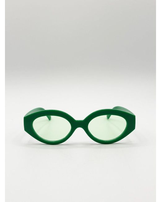 SVNX Green Retro Small Oval Sunglasses