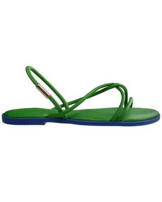 Havaianas Green Una Solid Patterned Toe Post Sandals