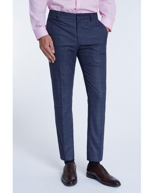 Limehaus Blue Overcheck Trousers for men