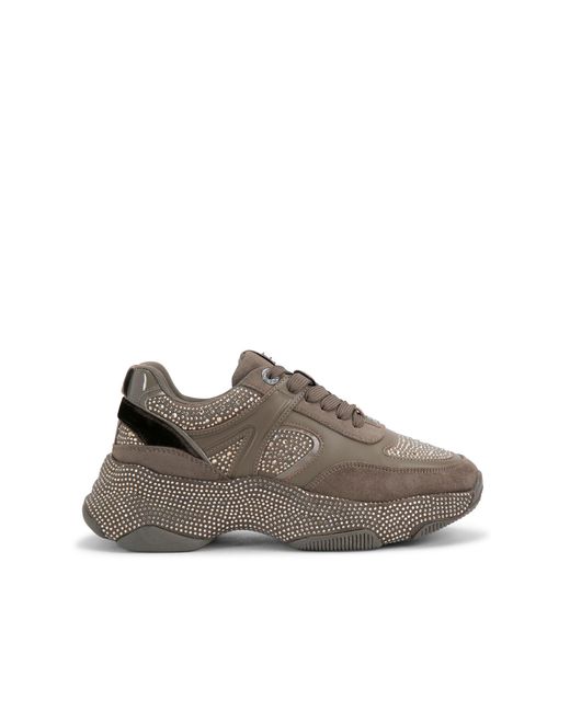 KG by Kurt Geiger Brown Lucile Lace Up Gem Sneakers
