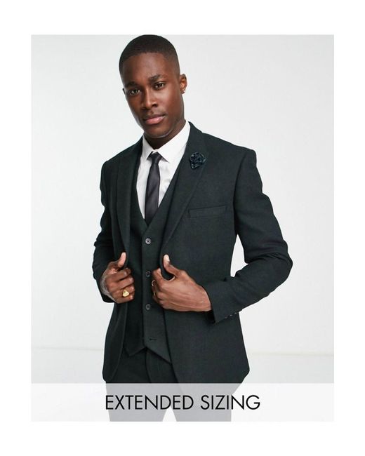 ASOS Wedding Super Skinny Wool Mix Twill Suit Jacket in Grey for