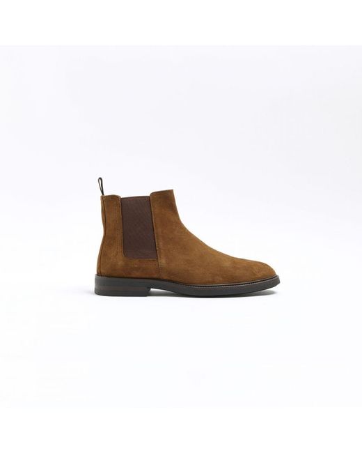 River Island White Chelsea Boots Brown Suede for men