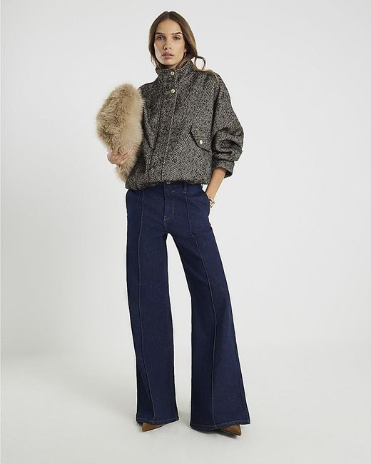 River Island Blue Loose Fit Jeans Pin Seam Cotton