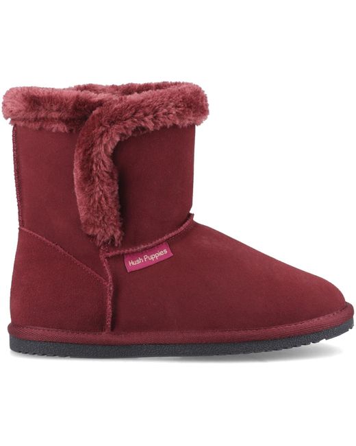 Hush Puppies Red Ashleigh Suede Bordeaux Slippers
