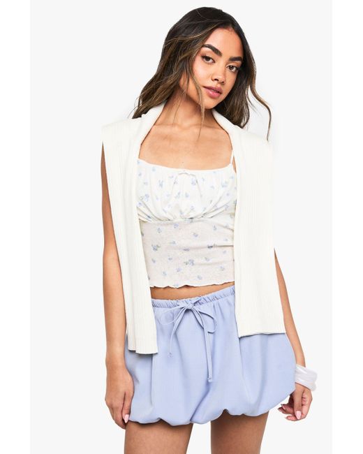 Boohoo White Ditsy Printed Mesh Cami