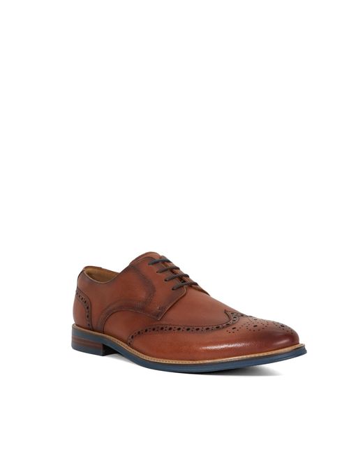 Dune Brown Stanford Leather Lace Up Brogues for men