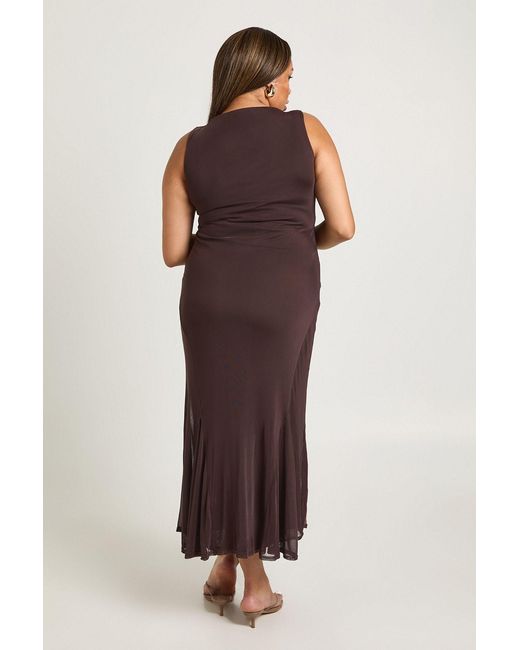 Boohoo Brown Plus Slip Dress