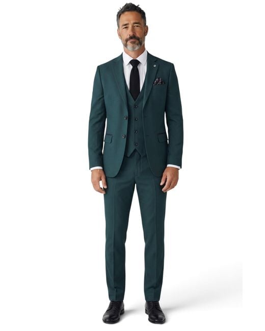 TruClothing Blue Formal 3 Piece Tailored Fit Plain Suit for men