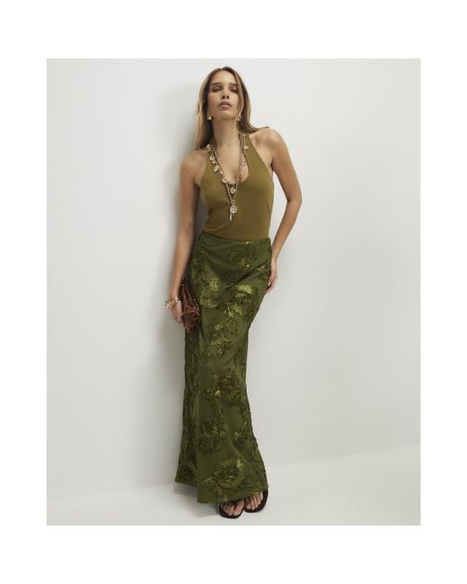 River Island Green Maxi Skirt Cornelli