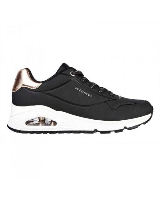 Skechers Black Ladies Uno Stand On Air Wedge Trainers /Metallic)