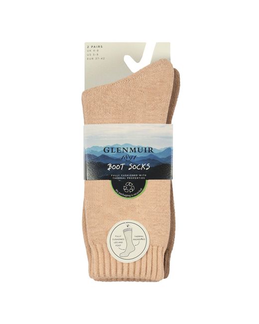 Glenmuir Brown 2 Pair Ladies Thermal Boot Socks