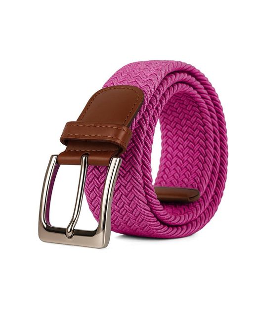 Woodland Leathers Pink Woven Stretchy Belt