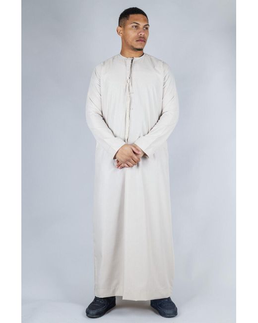 Thobez Gray Thobe Emirati Islamic Jubba Robe Eid Tassel Regular Fit for men