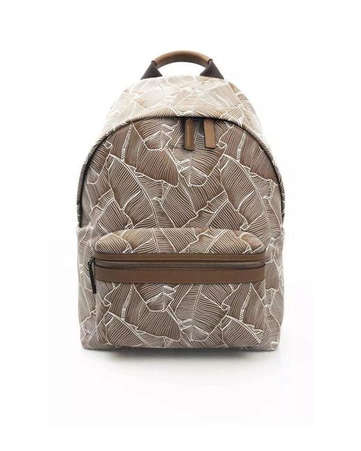 Cerruti 1881 Gray 1881 Brown Leather Backpack for men