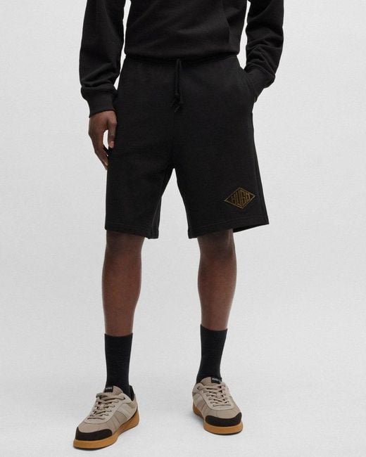 HUGO Black Damtus Jogger Shorts for men