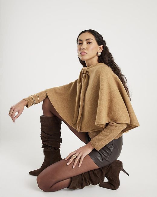 River Island Natural Cape Knitted
