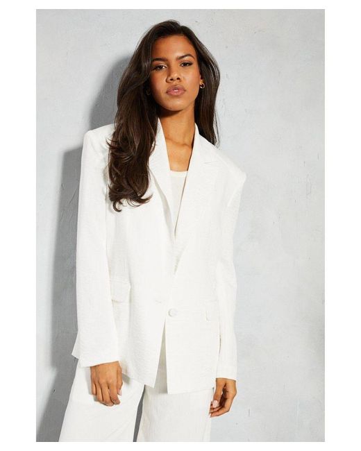 MissPap White Linen Look Oversized Tailored Blazer