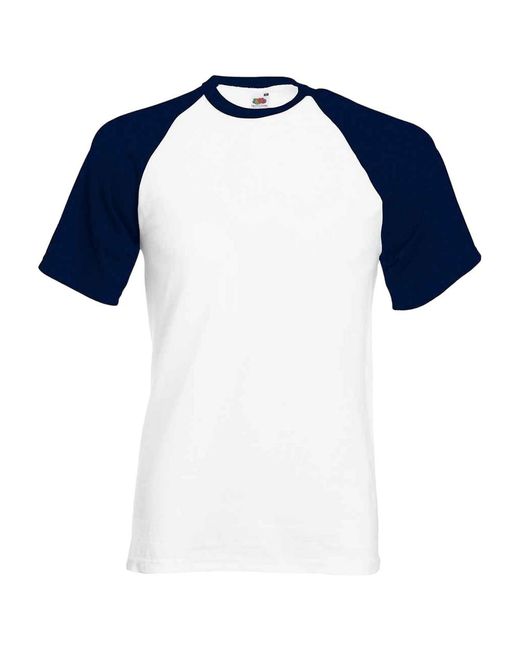 Fruit Of The Loom Blue Adult Contrast Panel Baseball T-Shirt /Deep)